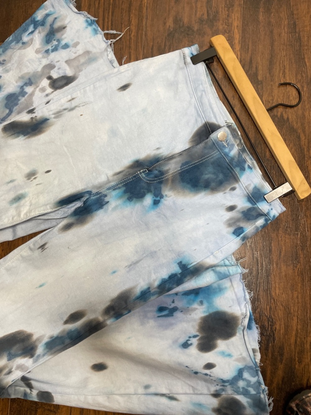 Free People Blue Tie-Dye Flared Jeans